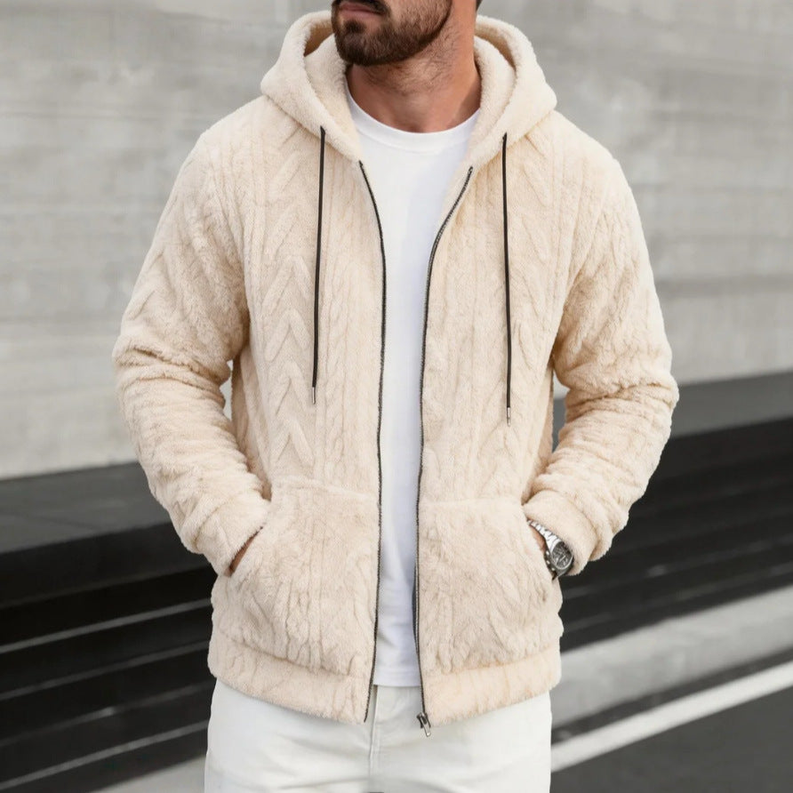 Mens Casual Hooded Sweatshirt Fallwinter Loose-fitting Knitwear