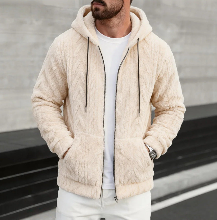 Mens Casual Hooded Sweatshirt Fallwinter Loose-fitting Knitwear